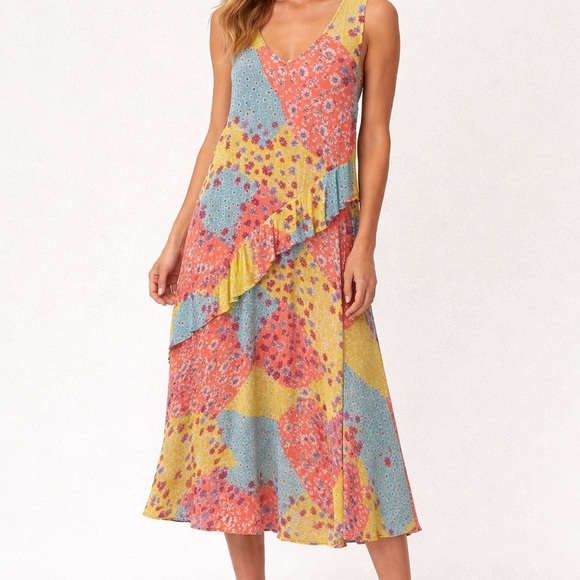 easel Dresses & Skirts - Easel Vibrant Floral Midi Dress